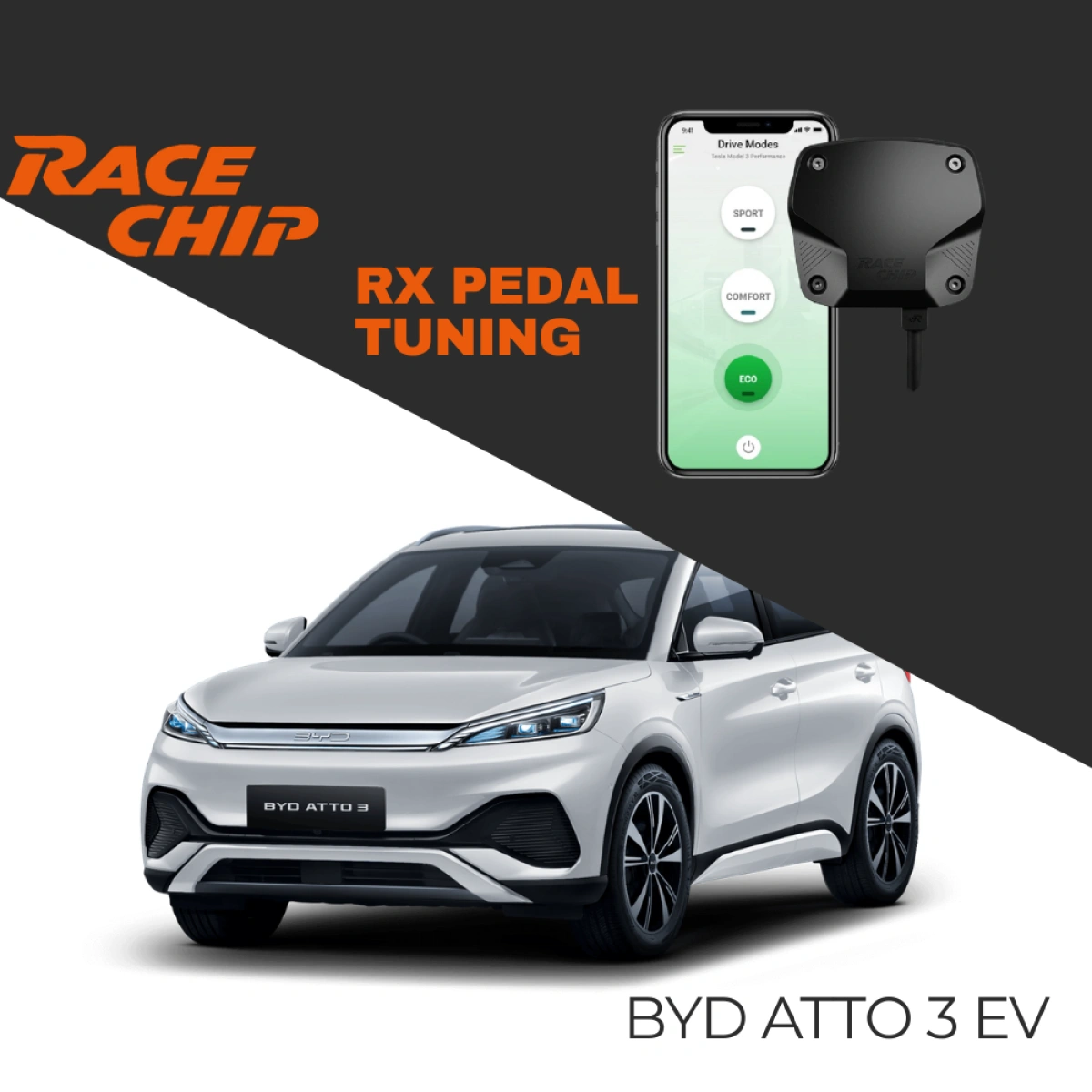 RaceChip BYD ATTO 3 EV 204 PS Elektrikli RX Pedal Tuning - Menzil & Performans Eco-Comfort-Sport Mod
