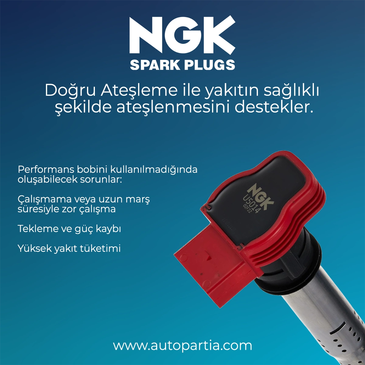 NGK Ateşleme Bobini U5015 - VAG 2.0 TSI/TFSI Motorlar - 48042 - 1 Adet