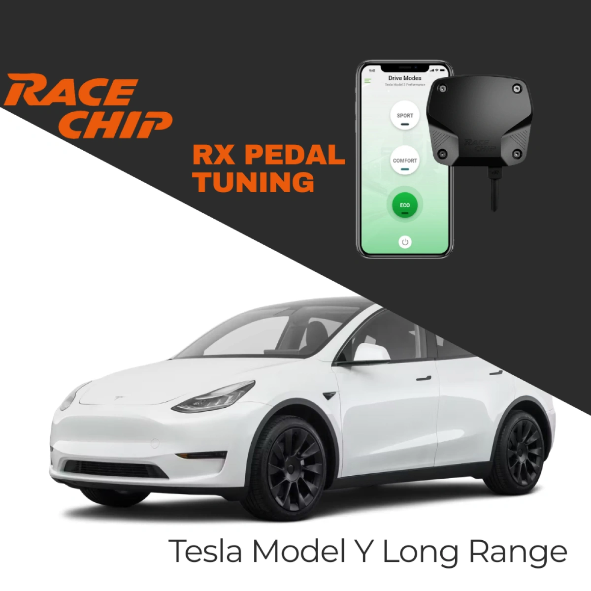 RaceChip Tesla Model Y Long Range AWD RX Pedal Tuning - Menzil & Performans Eco-Comfort-Sport Mod