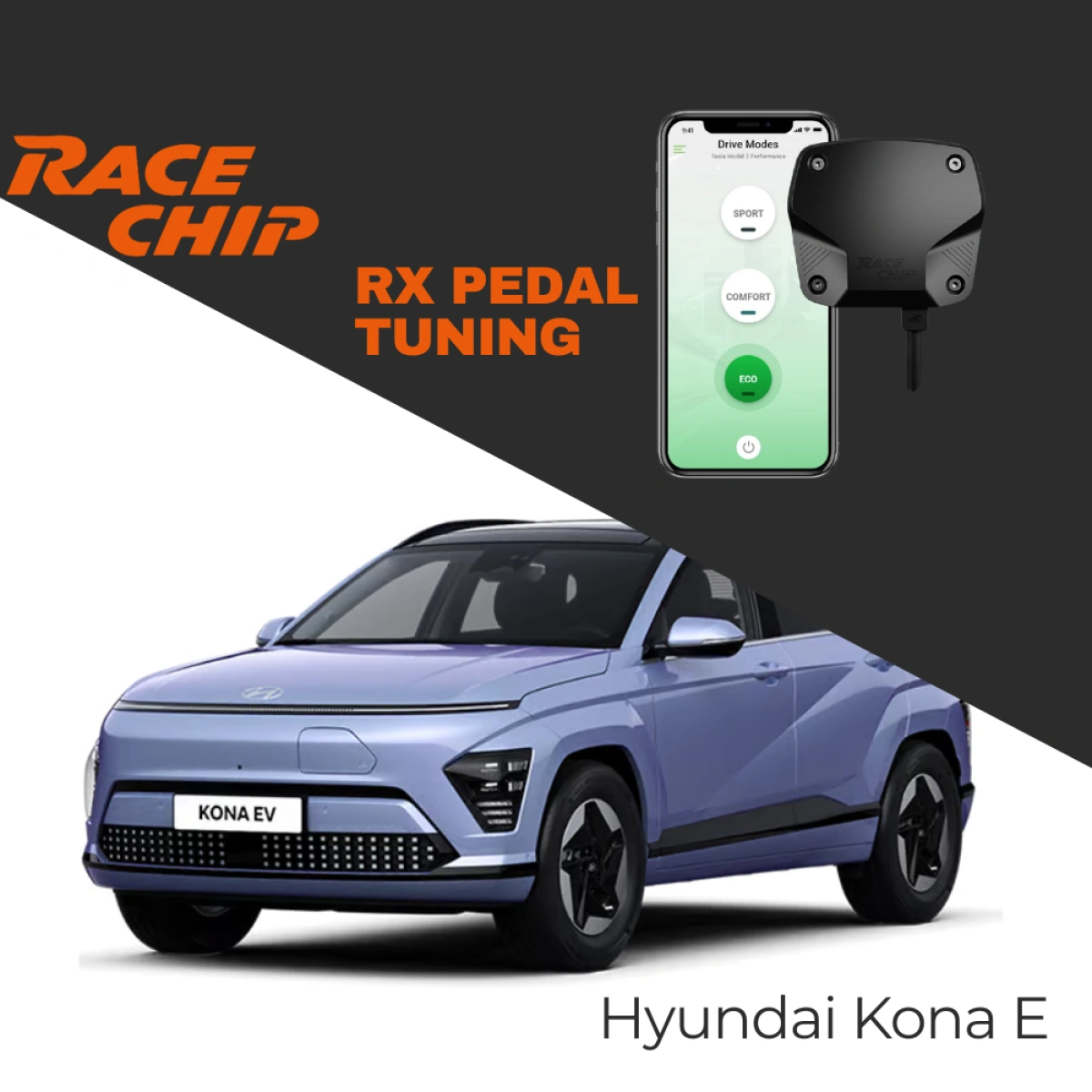 RaceChip Hyundai Kona E 204 PS Elektrikli RX Pedal Tuning - Menzil & Performans Eco-Comfort-Sport Mod
