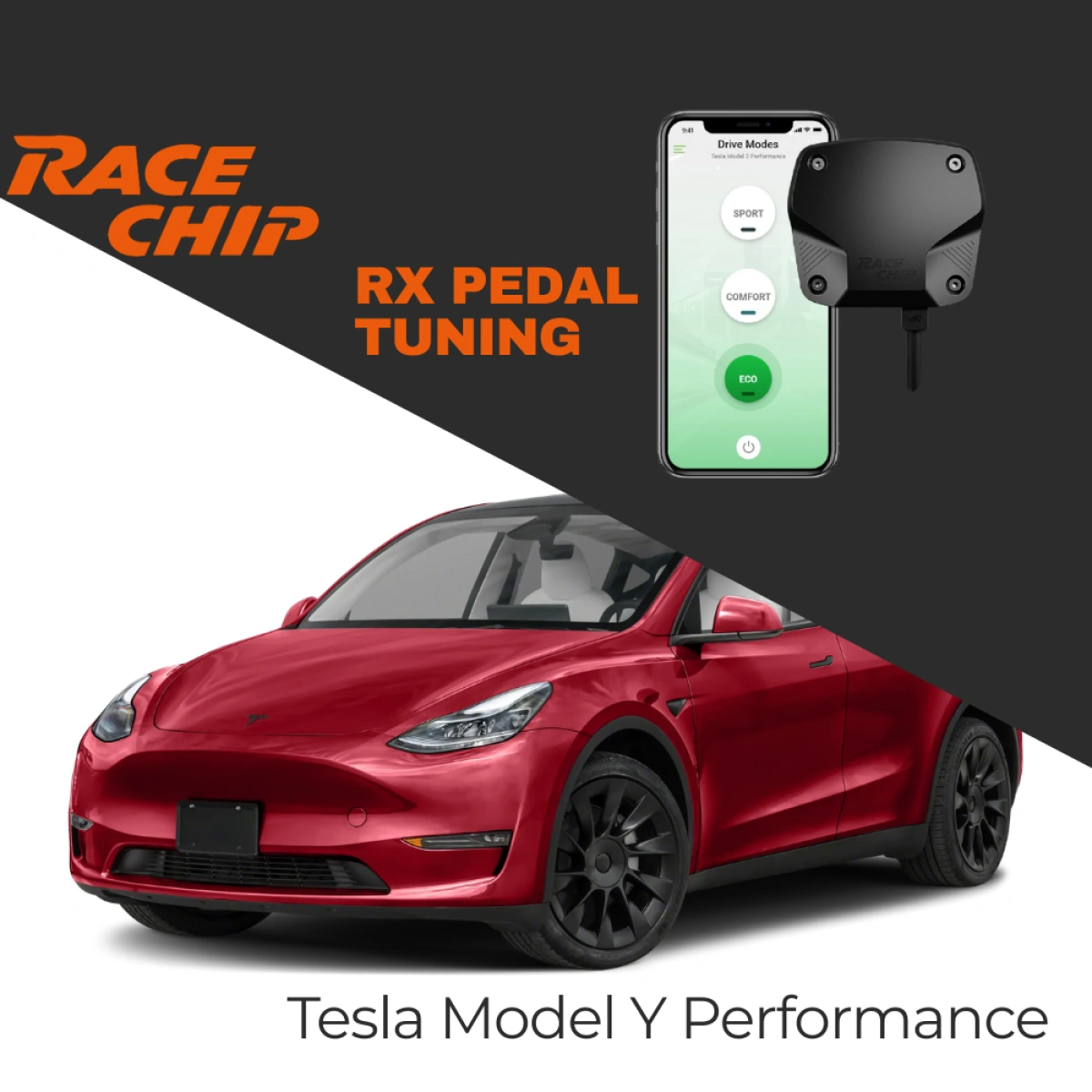 RaceChip Tesla Model Y Performance AWD 462 PS RX Pedal Tuning - Menzil & Performans Eco-Comfort-Sport Mod