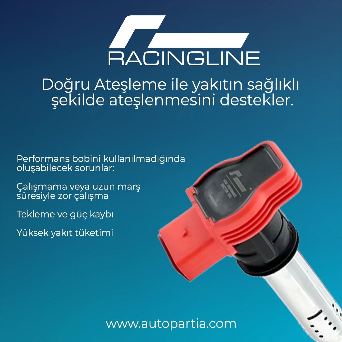 RacingLine EA113 - EA888 GEN1 R8 Ekstra Güçlü Ateşleme Bobini (1 Adet)