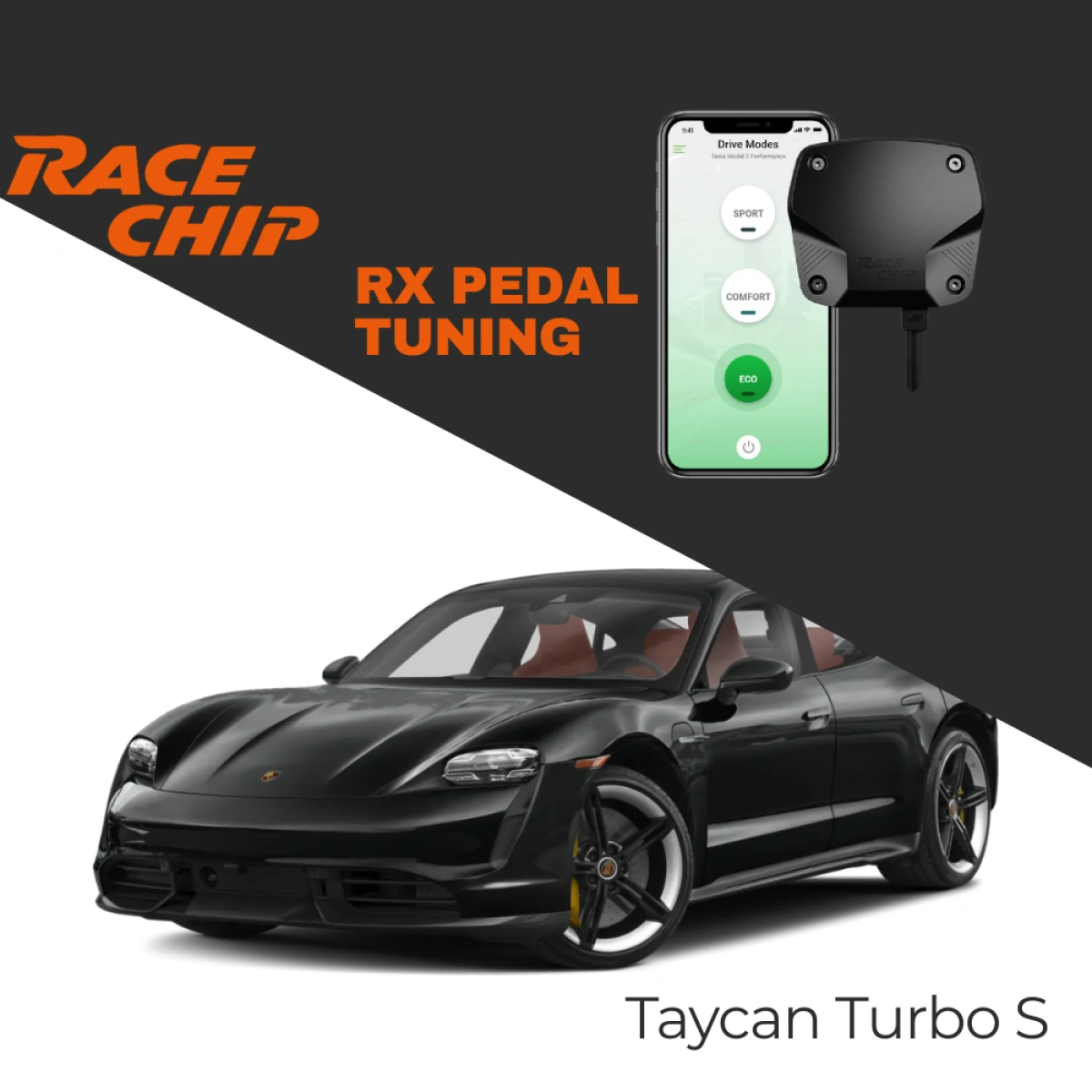 RaceChip Porsche Taycan Turbo S 761 PS Elektrikli RX Pedal Tuning - Menzil & Performans Eco-Comfort-Sport Mod