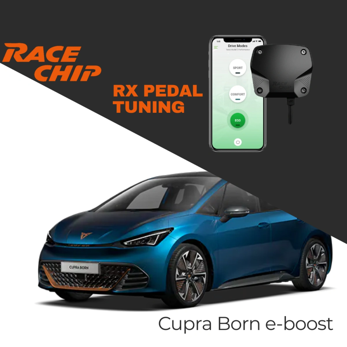 RaceChip Cupra Born (K11) 58 204 PS Elektrikli RX Pedal Tuning - Menzil & Performans Eco-Comfort-Sport Mod