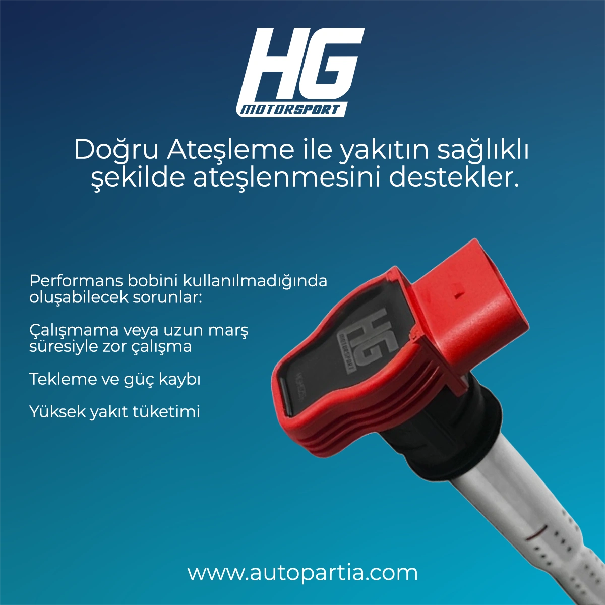 HG-Motorsport VAG R32 - R36 Yüksek Performanslı Kırmızı Ateşleme Bobini - 1 Adet