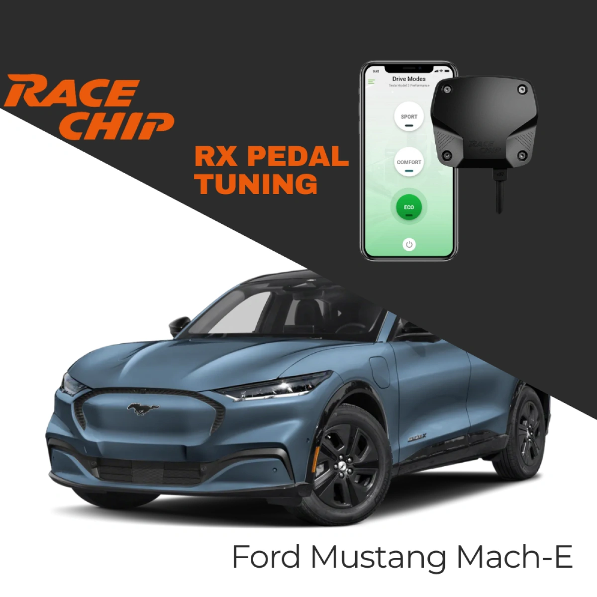 RaceChip Ford Mustang Mach-E AWD 351 PS Elektrikli RX Pedal Tuning - Menzil & Performans Eco-Comfort-Sport Mod