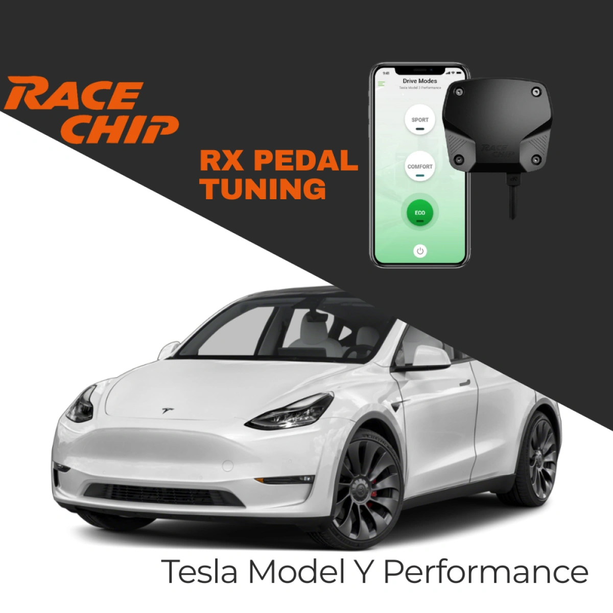 RaceChip Tesla Model Y Performance AWD RX Pedal Tuning - Menzil & Performans Eco-Comfort-Sport Mod