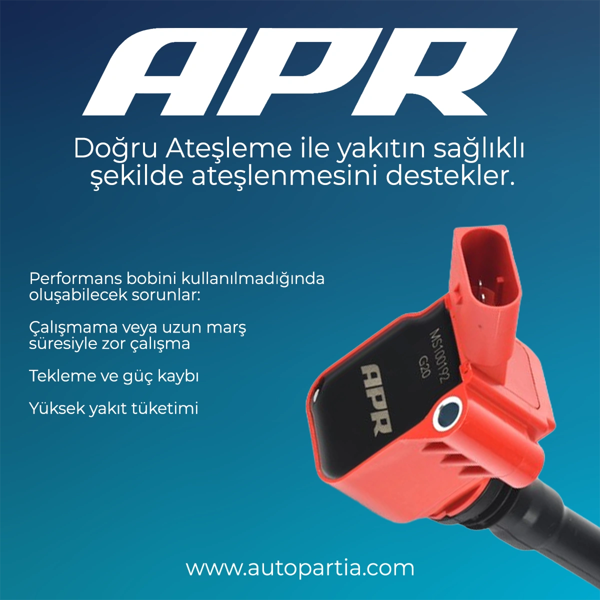APR MS100208 PQ35 Style FSI/TSI Kırmızı Ateşleme Bobini (1 Adet)