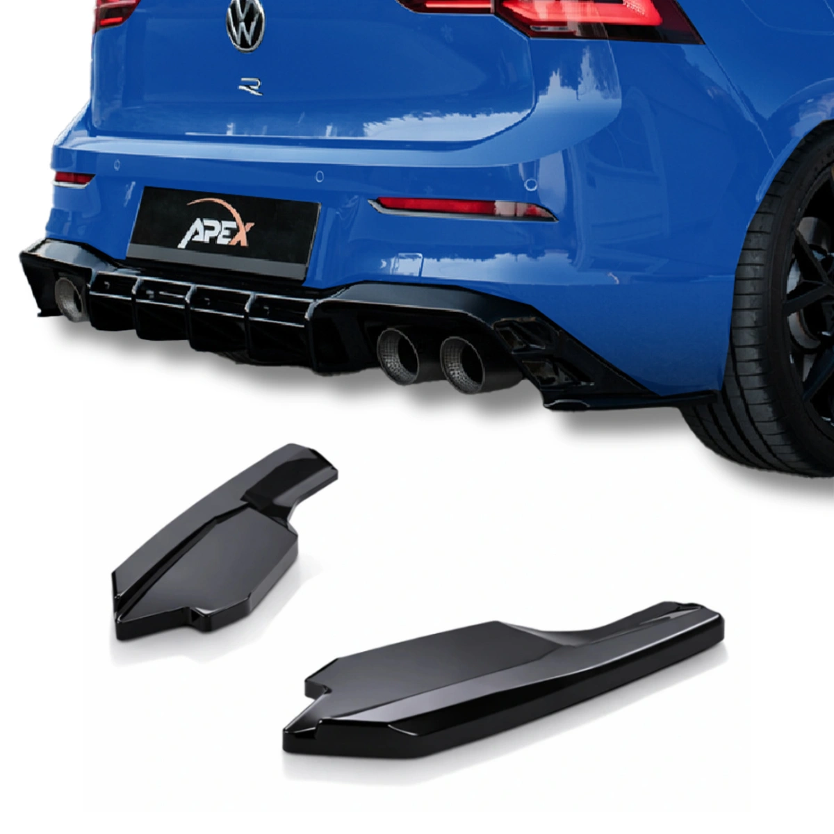Apex Aero Design - Volkswagen Golf Mk8 R (2020-2024) - Arka Yan Splitter 2 Parça - Rear Side Splitter