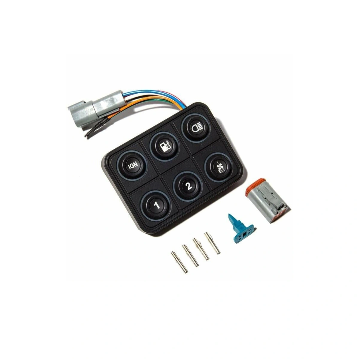 ECUMaster CAN Keyboard 6 Pozisyon - IP67, RGB LED, 4 Kablo