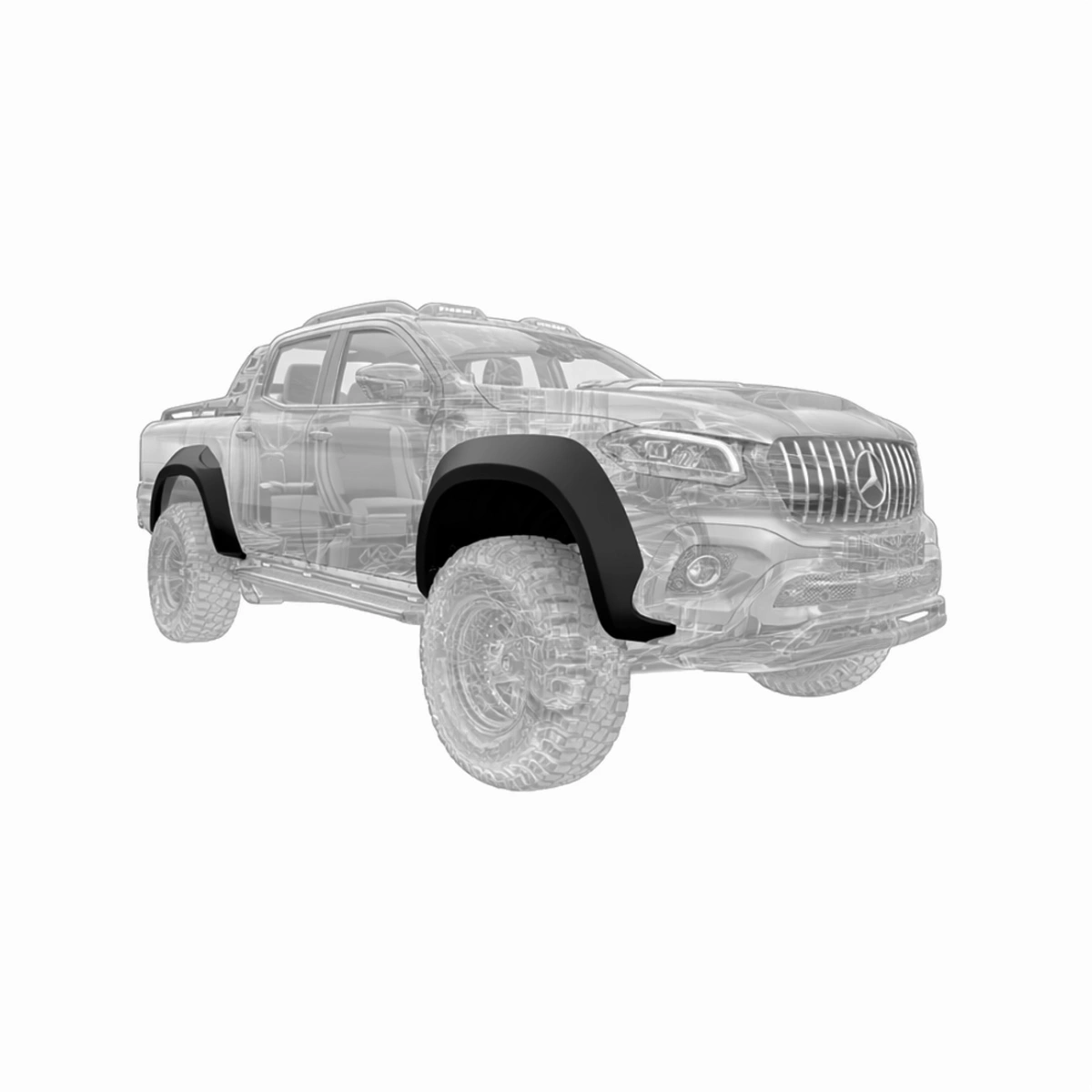 Apex Aero Design - Mercedes X Class W470 (2017+) - Dodik - Jumbo Çamurluk Kaplaması 4 Parça - Fender Flares