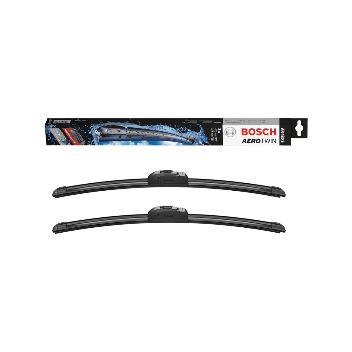 Bosch 3397118900 Aerotwin Retrofit AR480S Ön Silecek Seti - 475/475 (19"/19") - Fiat Punto 188/Renault Kangoo I