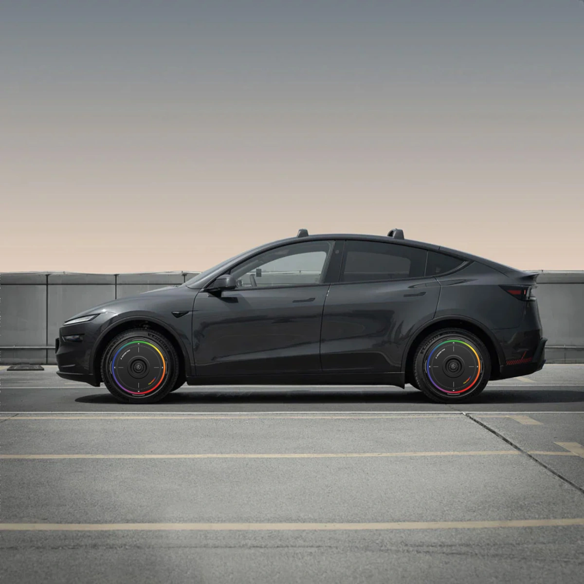 HALOBLK HALODISC 2 Rainbow - Tesla Model Y - 19 inç Aerodinamik Siyah Jant Kapağı - 4 Adet