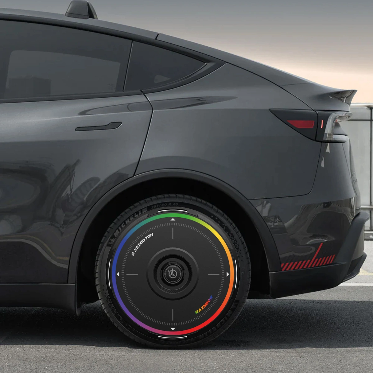 HALOBLK HALODISC 2 Rainbow - Tesla Model Y - 19 inç Aerodinamik Siyah Jant Kapağı - 4 Adet