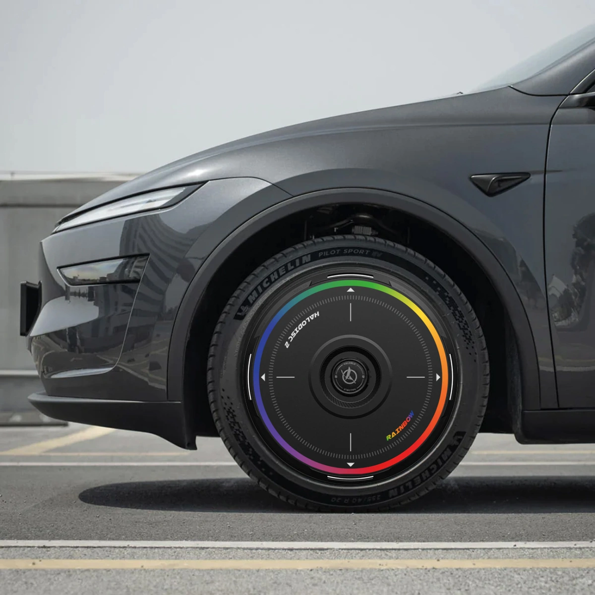 HALOBLK HALODISC 2 Rainbow - Tesla Model Y - 19 inç Aerodinamik Siyah Jant Kapağı - 4 Adet