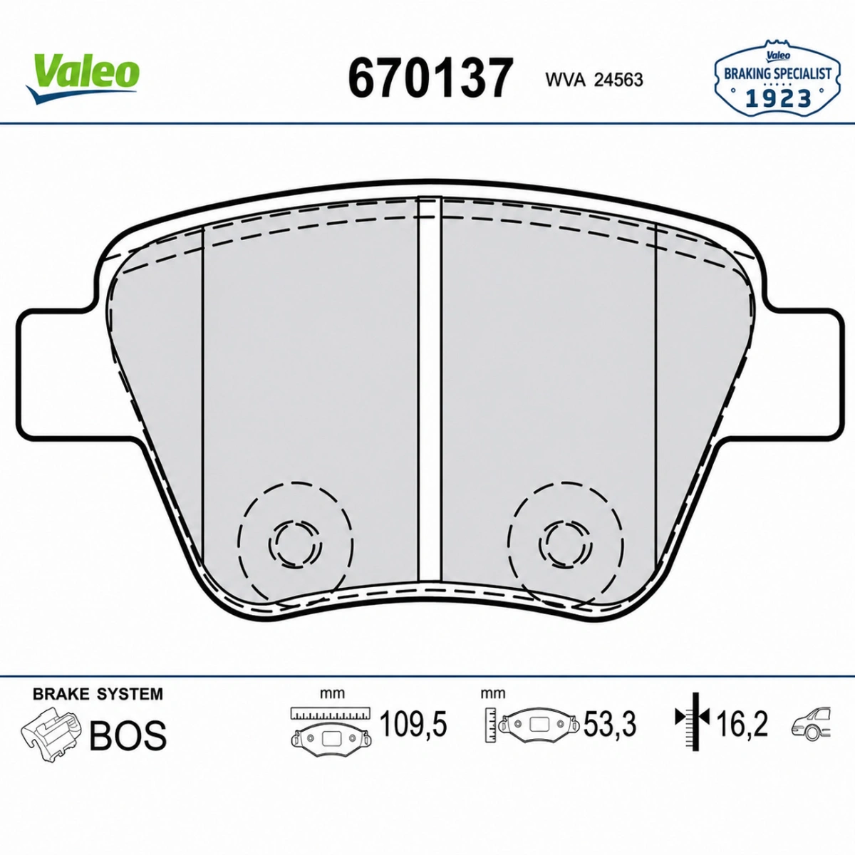 Valeo 670137 Arka Fren Balatası - VW Caddy Seat Leon Audi A3 - 1K0698451 - 1 Set