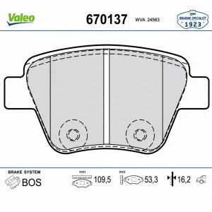 Valeo 670137 Arka Fren Balatası - VW Caddy Seat Leon Audi A3 - 1K0698451 - 1 Set