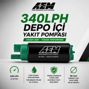 AEM Electronics 50-1200 340LPH E85 Uyumlu Yüksek Akışlı Tank İçi Yakıt Pompası