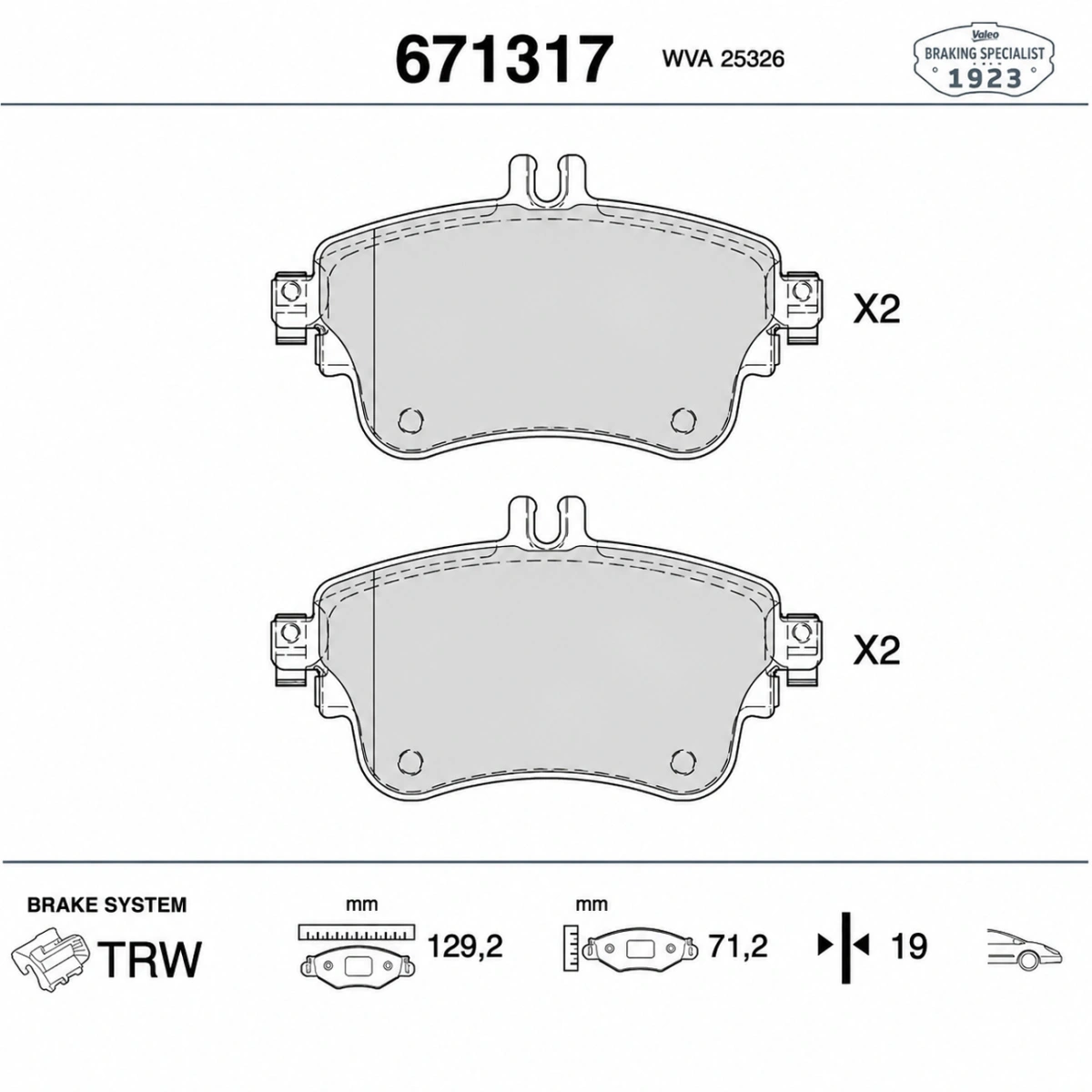 Valeo 671317 Fren Balatası Ön - Mercedes A Serisi W176