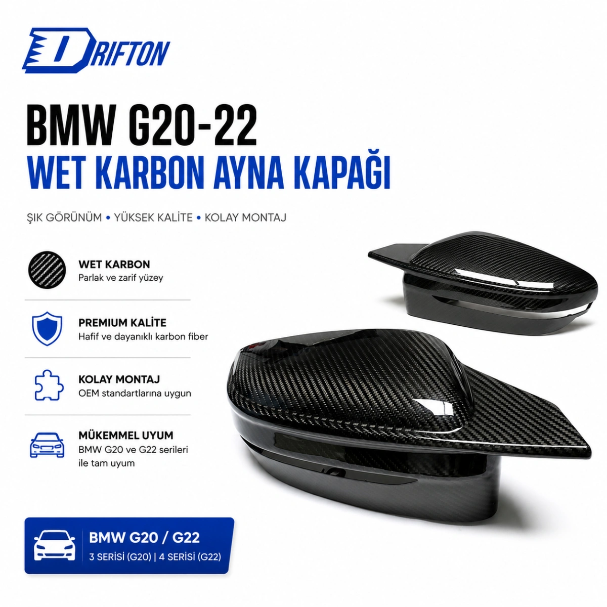 Drifton Bmw G20-22 Wet Karbon Ayna Kapağı