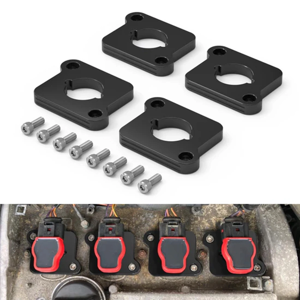Bevinsee 91120084-BLK Bobin Adaptör Plakası Seti Siyah - VW Golf MK4 Audi A4 TT 1.8T