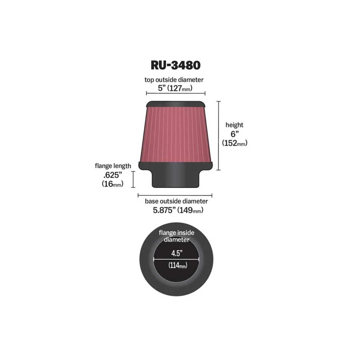 K&N RU-3480 Unıversal Hava Filtresi