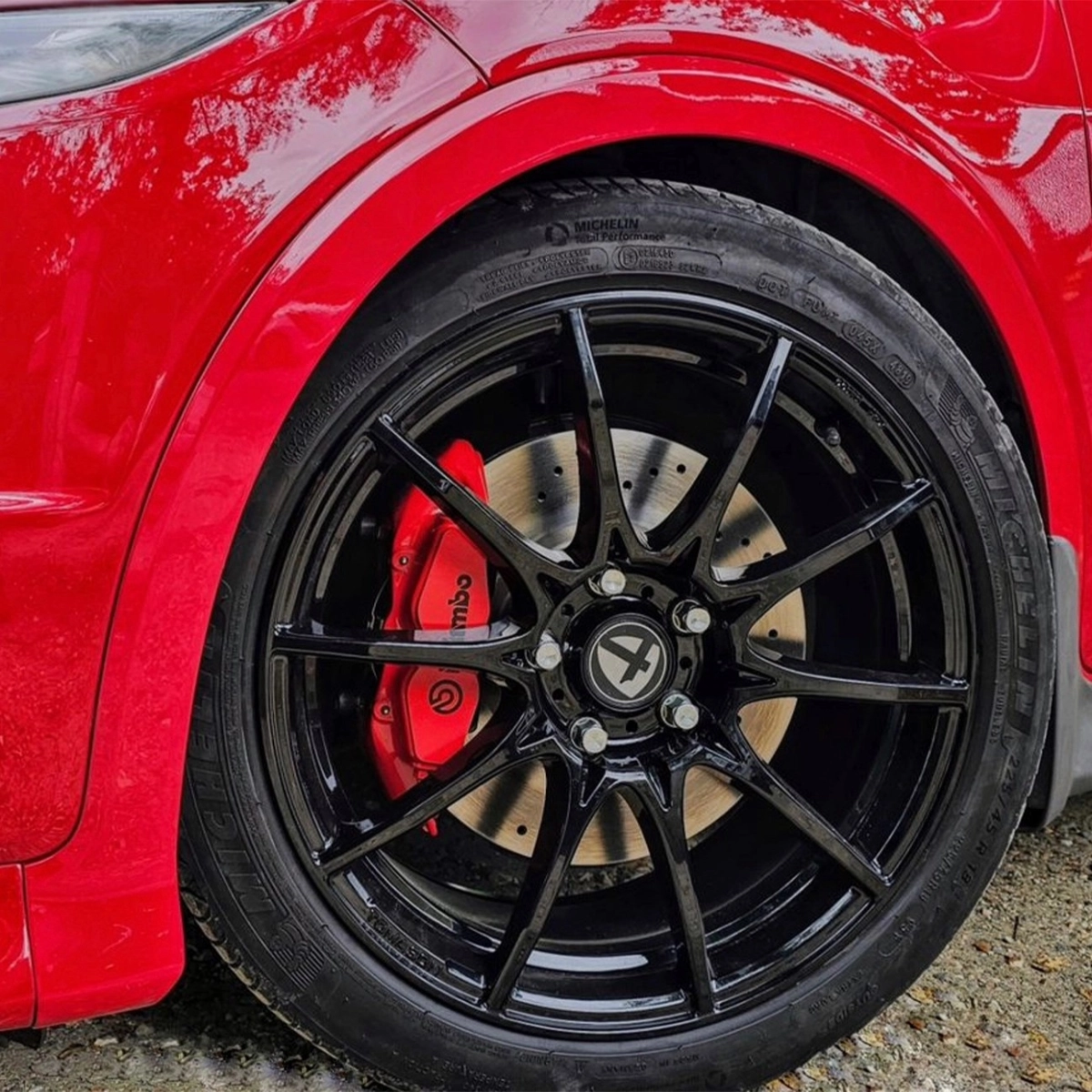 K-System Honda Civic EP3/FN2 Brembo 4 Piston 324x30mm Fren Dönüşüm Kiti – Kırmızı Kaliper