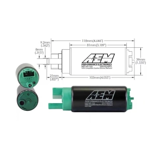 AEM Electronics 50-1200 340LPH E85 Uyumlu Yüksek Akışlı Tank İçi Yakıt Pompası