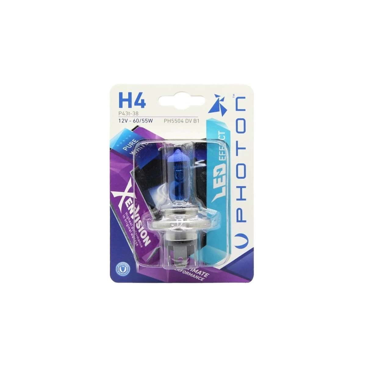 Photon H4 12V 60/55W Beyaz Xen Vision Tekli Blister Ampul