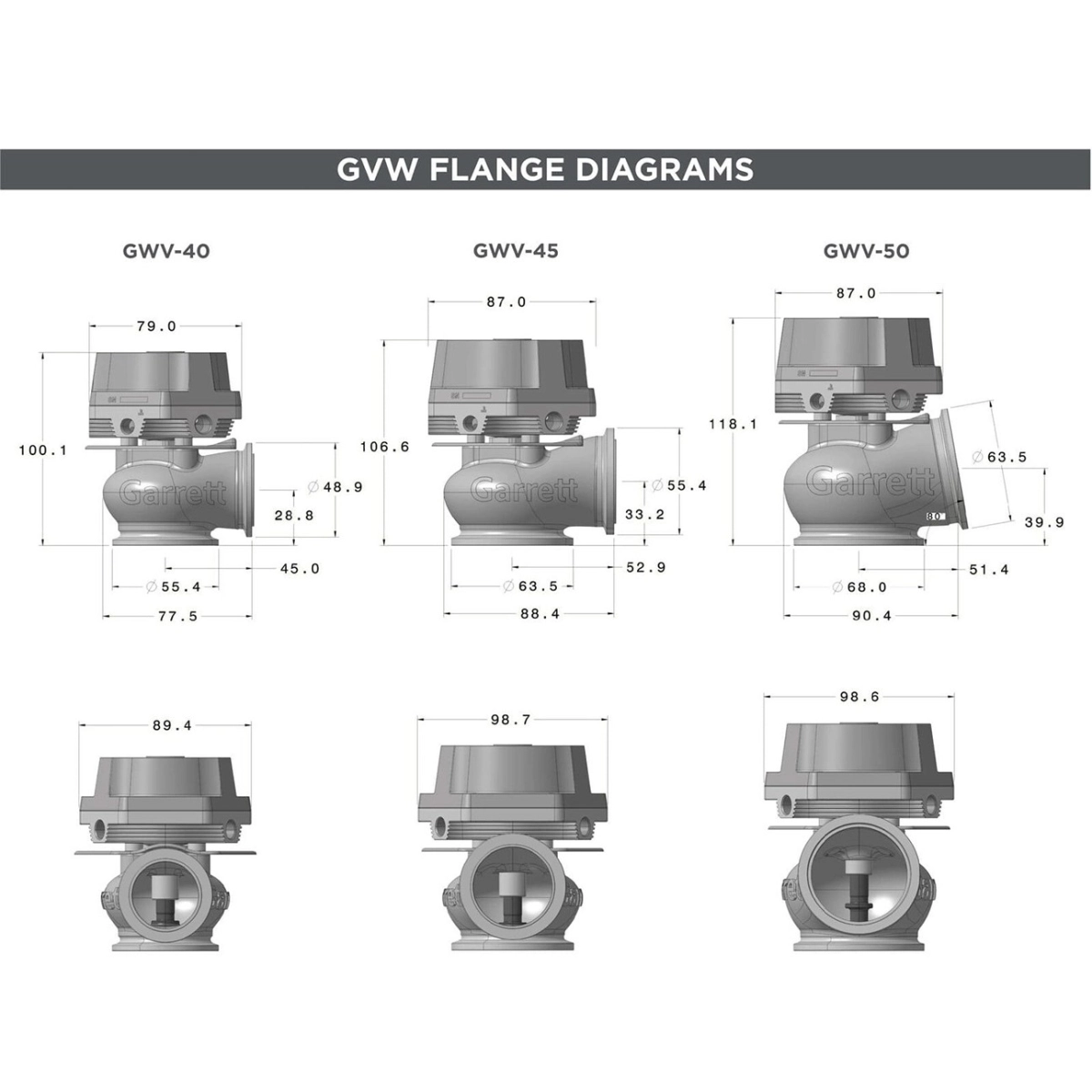 Garrett GVW-45 Vent Wastegate – Siyah (45mm) 908828-0003